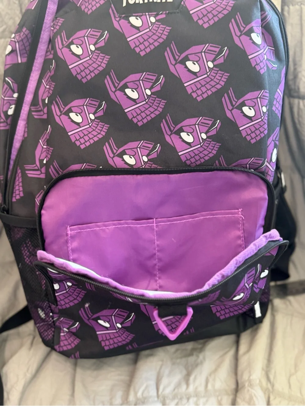 Fortnite Kids Backpack in Purple and Black - Character Print